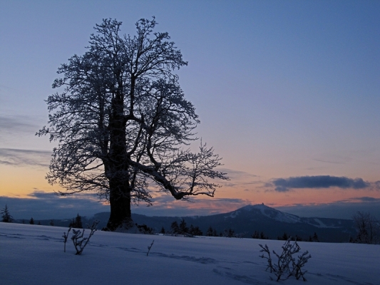 Sonnenuntergang in den Bergen, Bayern