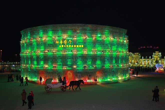 The Colosseum at the Snow and Ice Festival in Harbin, China